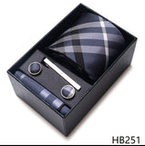 Xituodai 100% Silk Brand Tie Handkerchief Cufflink Set For Men Necktie Holiday Gift Box Blue Gold Suit Accessories Slim Wedding Gravatas