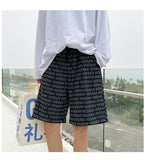 Xituodai Ins Fashion Print Casual Shorts Men Korean Baggy Straight Beach Bermuda Shorts Drawstring Basketball Knee-Length Pants