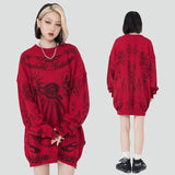 Xituodai 2022 Hip Hop Knitted Sweater Streetwear Rose Eye Scorpion Print Ripped Pullover Men Harajuku Cotton Casual Autumn Sweater Skull