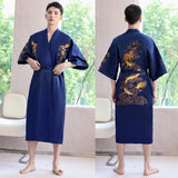 Xituodai Sleepwear Men Robe Embroidery Dragon Summer Kimono Bath Gown Sexy Nightwear Loose Bathrobe Lingerie V-Neck Oversized Loungewear