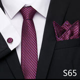 New Style Silk Wedding Gift Tie Pocket Squares Set Necktie  Men Black Solid Suit Accessories Abraham Lincoln's birthday