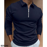 Xituodai Men's Business Casual Polo Shirts 2022 New Autumn Long Sleeve Turndown Collar With Zipper Polo Shirt Fashion Solid Color Tops