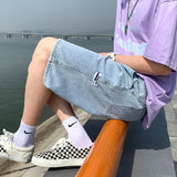 Xituodai Men's Denim Shorts Summer Baggy Wide Leg Short Jeans Korean Fashion Light Blue Casual Straight Hip Hop Streetwear Brand Clothes