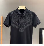 Xituodai 2022 New Arrival Tiger Head Printing Short Knitted Casual Solid Polos Summer Men T Shirt Men Leisure Cotton Tshirt