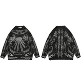 Xituodai 2022 Hip Hop Knitted Sweater Streetwear Rose Eye Scorpion Print Ripped Pullover Men Harajuku Cotton Casual Autumn Sweater Skull