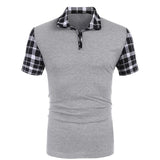 Xituodai Summer New Men's Casual Stritching Short Sleeve Polo Shirt Business Clothes Luxury Tee Male Fashion Grid Zipper Polos Tops Men