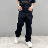 Y2K Korean Men's Fashion Black Streetwear Embroidered Low Rise Casual Jeans Trousers Straight Hip Hop Denim Pants Male Clothes