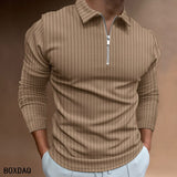 Xituodai Men's Business Casual Polo Shirts 2022 New Autumn Long Sleeve Turndown Collar With Zipper Polo Shirt Fashion Solid Color Tops