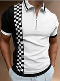 Xituodai Vintage Summer New Fashion Trend Fitness Casual Simple Polo Shirts Men Zipper Color Block Sports Patchwork Top Man Clothing