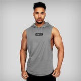 Xituodai Running Vest Brand Gym Clothing Mens Bodybuilding Hooded Tank Top Cotton Sleeveless Vest Sweatshirt Fitness Workout Sportswear