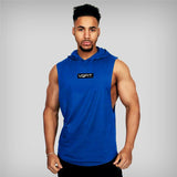 Xituodai Running Vest Brand Gym Clothing Mens Bodybuilding Hooded Tank Top Cotton Sleeveless Vest Sweatshirt Fitness Workout Sportswear