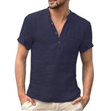 Xituodai Summer New Men's Short-Sleeved T-shirt Cotton and Linen Led Casual Men's T-shirt Shirt Male  Breathable S-3XL