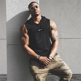 Xituodai Running Vest Brand Gym Clothing Mens Bodybuilding Hooded Tank Top Cotton Sleeveless Vest Sweatshirt Fitness Workout Sportswear