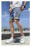 Xituodai Summer New Beach Casual Men's Denim Shorts Straight Knee-Length Jeans Fashion Trend Loose Ripped Men's Street Short Jeans