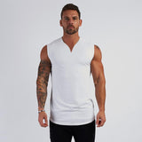 Xituodai Gym Clothing V Neck Compression Sleeveless Shirt Fitness Mens Tank Top Cotton Bodybuilding Stringer Tanktop Singlet Workout Vest