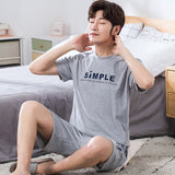 Xituodai Summer Men Pyjamas Short Cotton Cartoon Pajamas Set Casual Striped Sleepwear Pyjamas Nightwear Pijamas  Size 3XL Home Clothiing