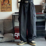 Xituodai Baggy Jeans Trousers Male Denim Pants Black Wide Leg Pants Men's Jeans Oversize Cargo Korean Streetwear Hip Hop Harajuku