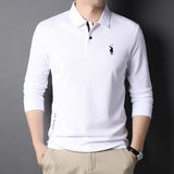 Xituodai Top Grade Cotton New Fashion Logo Designer Brand Luxury Mens Polo Shirt With Long Sleave Plain Casual Trendy Tops Men Clothes