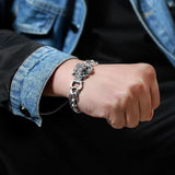 Xituodai Fashion Bracelet Silver Men's Fashion Brand Tiger Head Bracelet Simple Personality Versatile Plus Bold Hegemony Bracelet