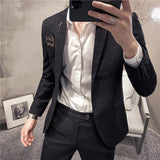 Xituodai Blazer and Vest Pant High-end Brand Boutique Striped Men's Formal Business Slim Suit Groom Wedding Dress Party Social Suit