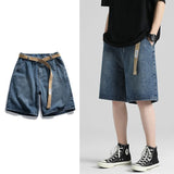 Xituodai 2022 Summer New Baggy Short Jeans for Men Korean Fashion Elastic Waist Design Blue Denim Shorts Male Brand Clothes