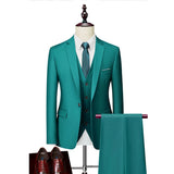 Xituodai ( Blazer + Vest + Pants ) S-5XL 16 Colors High Quality Men's Solid Color Formal Business Suit Fashion Slim Groom Wedding Dress