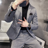 Xituodai 6XL 7XL ( Blazer + Pants ) Solid Color Plaid Stripe Luxury Male Suit 2Pces Set Formal Slim Mens Fashion Suit Groom Wedding Dress