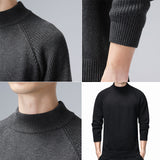Xituodai Men's Sweater Solid Pullover Mock Neck Male Jumpers Autumn Comfort Wear Fashion Winter Casual Mens Breathable Knitted Sweaters