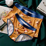 Xituodai Couples Panties Cute Cartoon Men Underwears Women Underpants Sexy Lovers Panty Middle Waist Soft Modal Boxers Plus Size Briefs