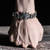 Xituodai Fashion Bracelet Silver Men's Fashion Brand Tiger Head Bracelet Simple Personality Versatile Plus Bold Hegemony Bracelet