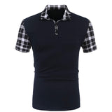 Xituodai Summer New Men's Casual Stritching Short Sleeve Polo Shirt Business Clothes Luxury Tee Male Fashion Grid Zipper Polos Tops Men