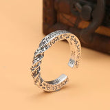 Thai Silver Couple Style Ring Retro Thai Silver Personality Opening Fashion Trend Smiley Face Graffiti Trendy Single Ring