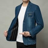 Xituodai 2022 New Mens Denim Blazer Coat Fashion Casual Denim Jacket Men Cotton Vintage Black Blue Denim Jacket Coat Men Jeans Blazers