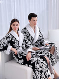 Xituodai Women and Men Sleepwear Winter Warm Nightgown Jacquard Double Layer Thicken Robe Gown Coral Fleece Lovers' Bathrobes Lingerie