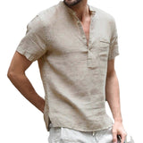 Xituodai Summer New Men's Short-Sleeved T-shirt Cotton and Linen Led Casual Men's T-shirt Shirt Male  Breathable S-3XL