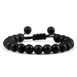 8mm Tiger Eye Stone Beads Bracelet Adjustable Braided Rope Bangles Natural Lava Rock Men Women Yoga Healing Balance Bracelets