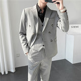 Xituodai Blazer + Vest + Pants Boutique Solid Color Double-breasted Slim Fit Business Formal Suit 2Pces and 3Pces Set Groom Wedding Dress