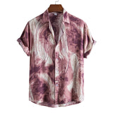 Men's Shirts Men Hawaiian Casual Button Shirts Musical Instruments Printed Short-sleeve Beach Blouses Tops Camicias