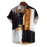 Men's Shirts Men Hawaiian Casual Button Shirts Musical Instruments Printed Short-sleeve Beach Blouses Tops Camicias