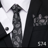 Xituodai Luxury 100% Silk Tie Handkerchief Pocket Squares Cufflink Set Necktie For Men Blue Red Clothing Accessories