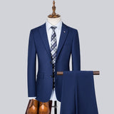 Xituodai 8XL (Jacket+Vest+Pants) Mens Wedding Suits Solid Color Lapel 2Button Business Suits Tuxedo 3 Pcs Coats Groom Terno Suits For Men