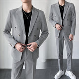 Xituodai Blazer + Vest + Pants Boutique Solid Color Double-breasted Slim Fit Business Formal Suit 2Pces and 3Pces Set Groom Wedding Dress