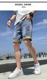 Xituodai Summer New Beach Casual Men's Denim Shorts Straight Knee-Length Jeans Fashion Trend Loose Ripped Men's Street Short Jeans