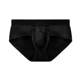 Xituodai Men's Modal Underwear Mid Waist Sexy Ice Wire Mesh Hollow Briefs Solid Color Double Layer Boxer