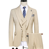 Xituodai (Jacket+Vest+Pants) Men's Casual Solid Color 3 Pieces Suits Male One Button Blazers Coat Trousers Fall Double Slit Suit