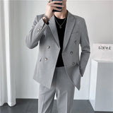 Xituodai Blazer + Vest + Pants Boutique Solid Color Double-breasted Slim Fit Business Formal Suit 2Pces and 3Pces Set Groom Wedding Dress