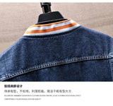 Xituodai New Arrival Letter Rib Sleeve Cotton Print Fashion Logo Single Breasted Casual Bomber Baseball Denim Jacket Loose Coat