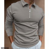 Xituodai Men's Business Casual Polo Shirts 2022 New Autumn Long Sleeve Turndown Collar With Zipper Polo Shirt Fashion Solid Color Tops