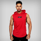 Xituodai Running Vest Brand Gym Clothing Mens Bodybuilding Hooded Tank Top Cotton Sleeveless Vest Sweatshirt Fitness Workout Sportswear