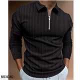 Xituodai Men's Business Casual Polo Shirts 2022 New Autumn Long Sleeve Turndown Collar With Zipper Polo Shirt Fashion Solid Color Tops